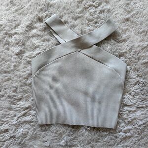 Aritzia Babaton Sculpt Knot Criss Cross Tank Cream/Tan Size S